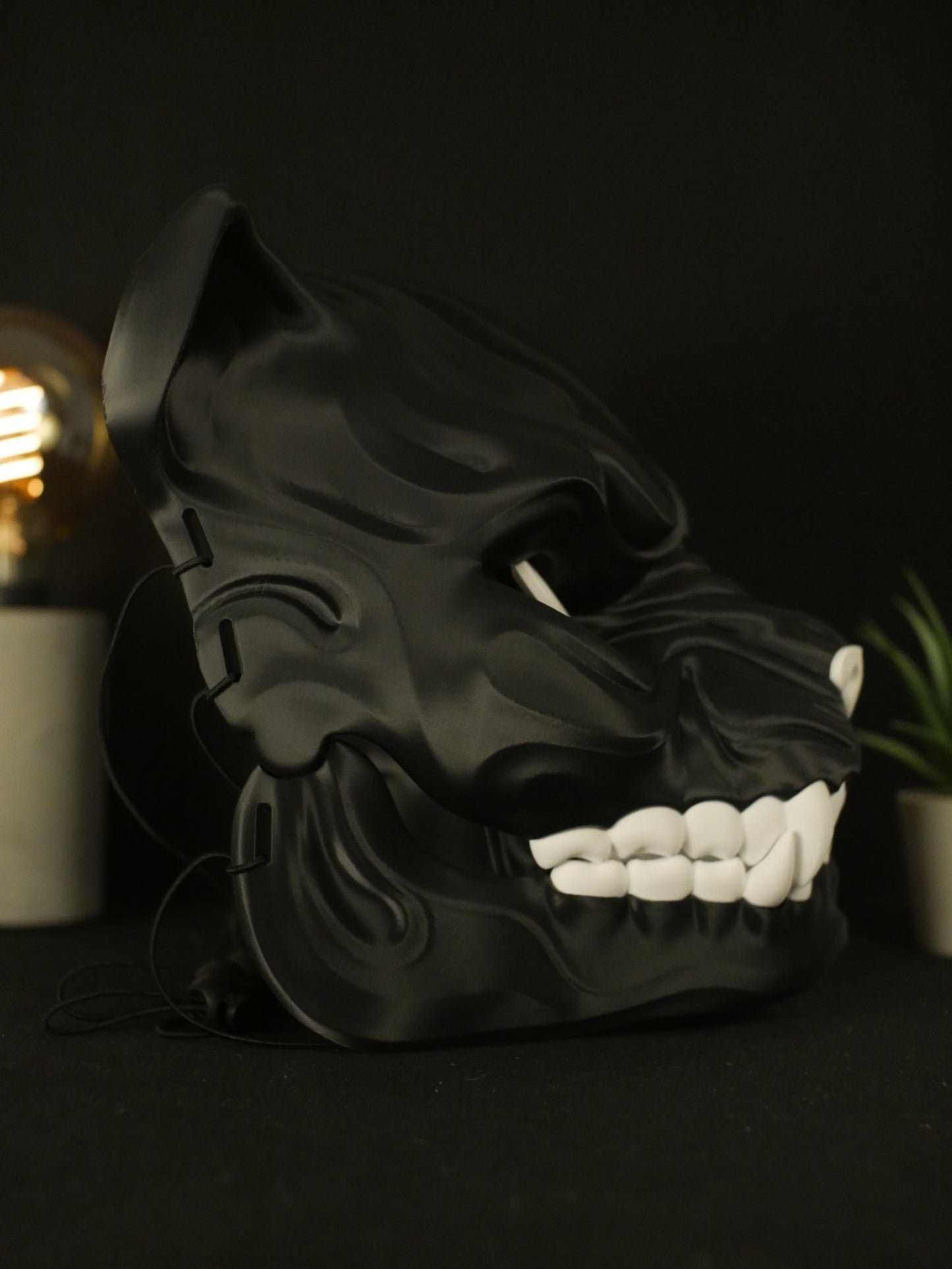 Máscara de pantera negra articulada con mandíbula móvil, cabeza de felino realista para cosplay, disfraces y Halloween