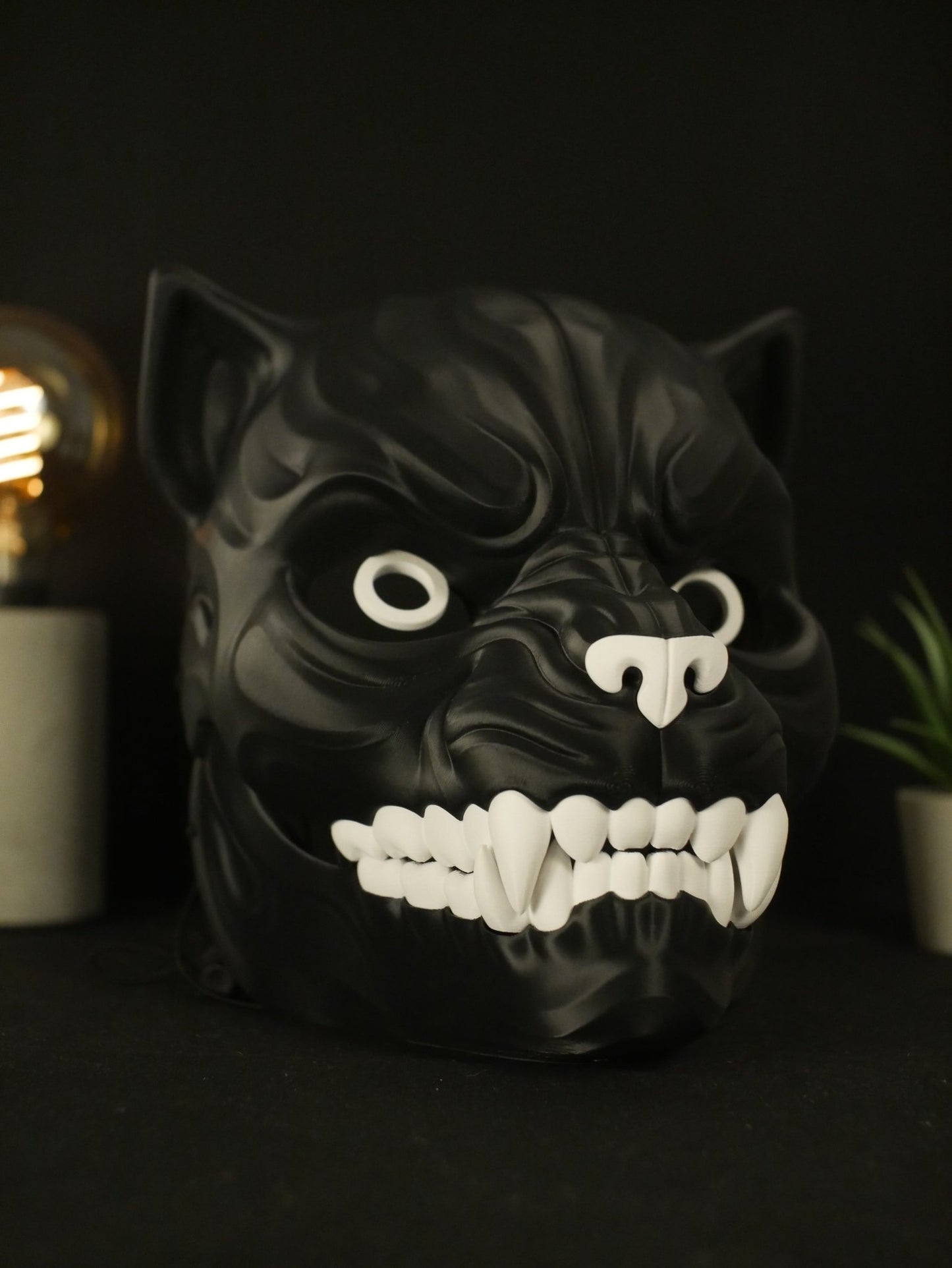 Máscara de pantera negra articulada con mandíbula móvil, cabeza de felino realista para cosplay, disfraces y Halloween