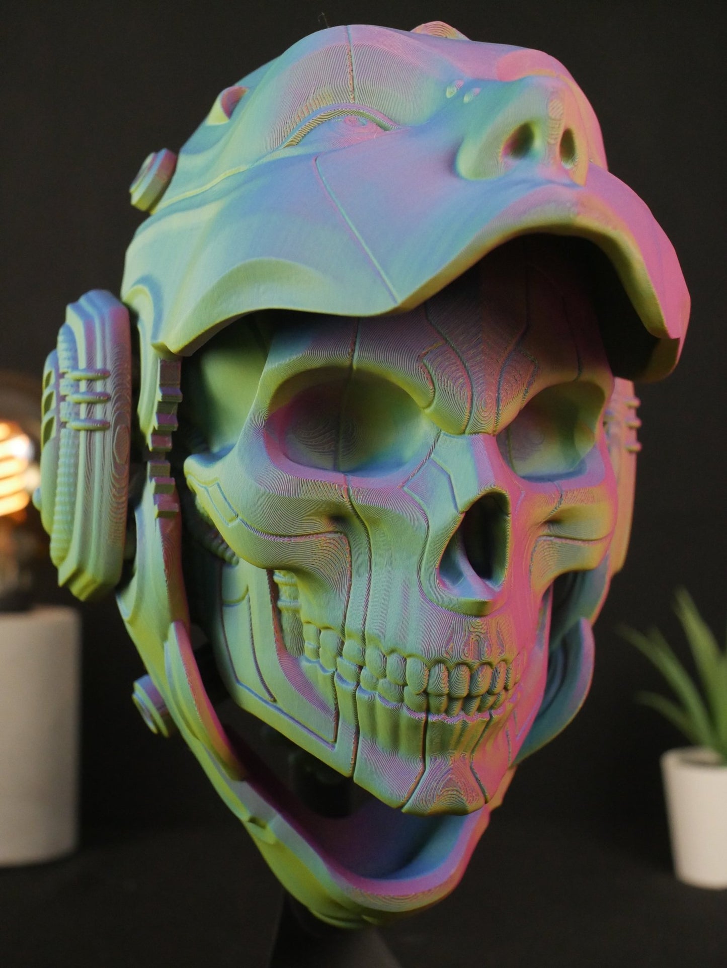 Arte mural de calavera articulada: La máscara de droide ciborg "Skulldroide"