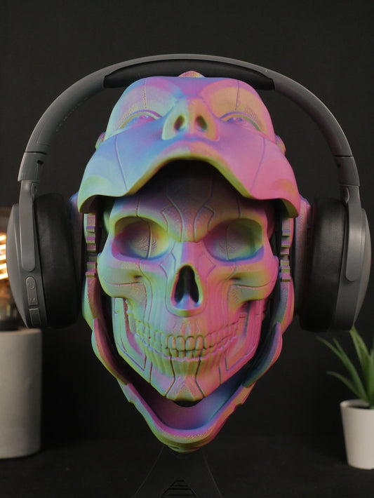 Soporte para auriculares Skulldroid: Máscara articulada para droide, soporte para auriculares para juegos