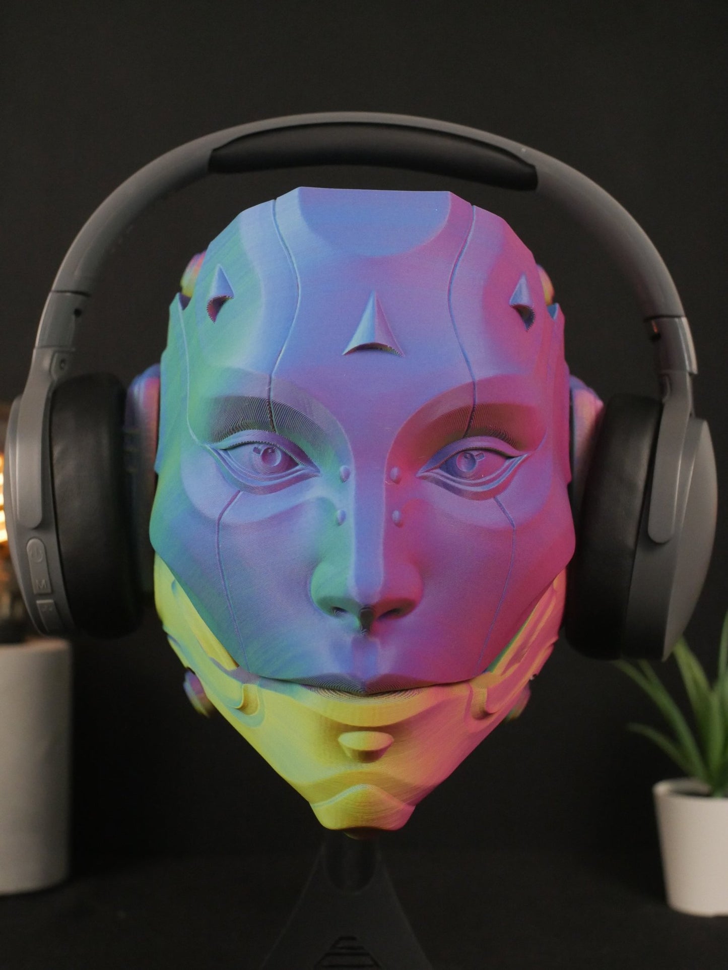 Soporte para auriculares Skulldroid: Máscara articulada para droide, soporte para auriculares para juegos