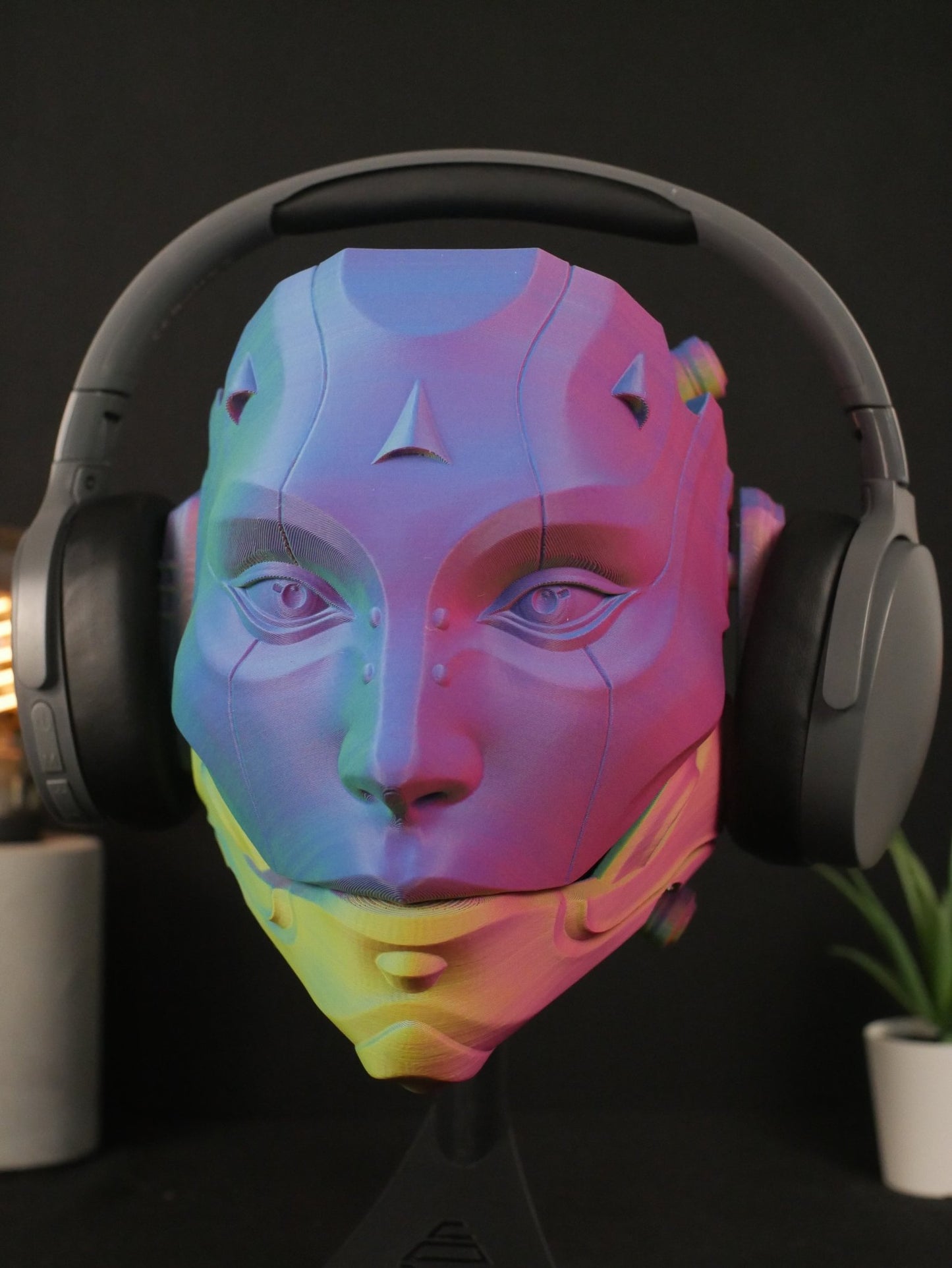 Soporte para auriculares Skulldroid: Máscara articulada para droide, soporte para auriculares para juegos