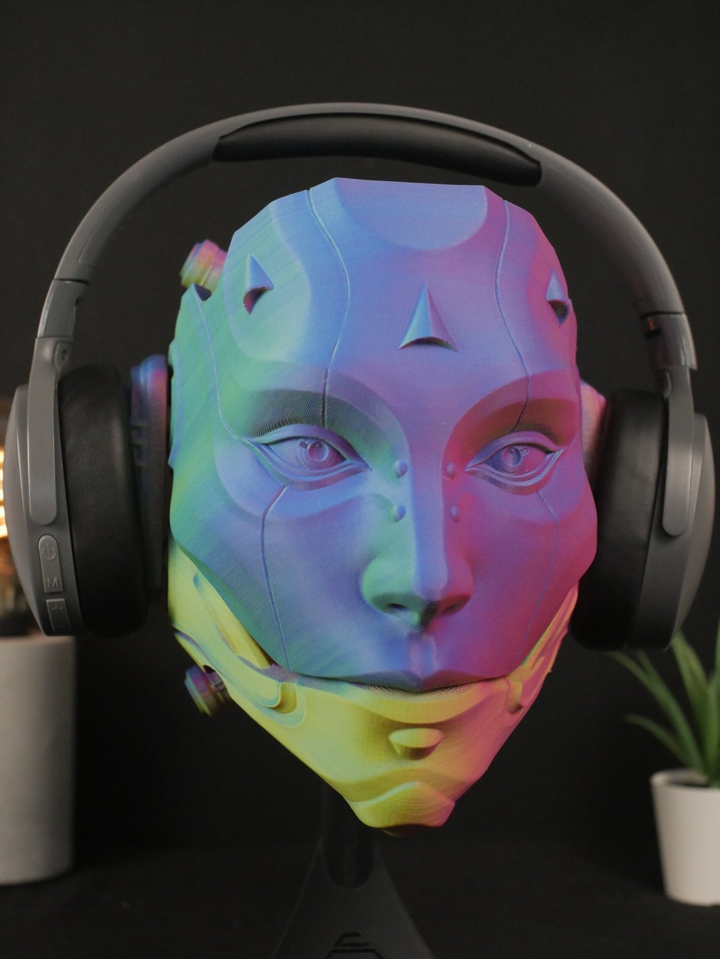 Soporte para auriculares Skulldroid: Máscara articulada para droide, soporte para auriculares para juegos