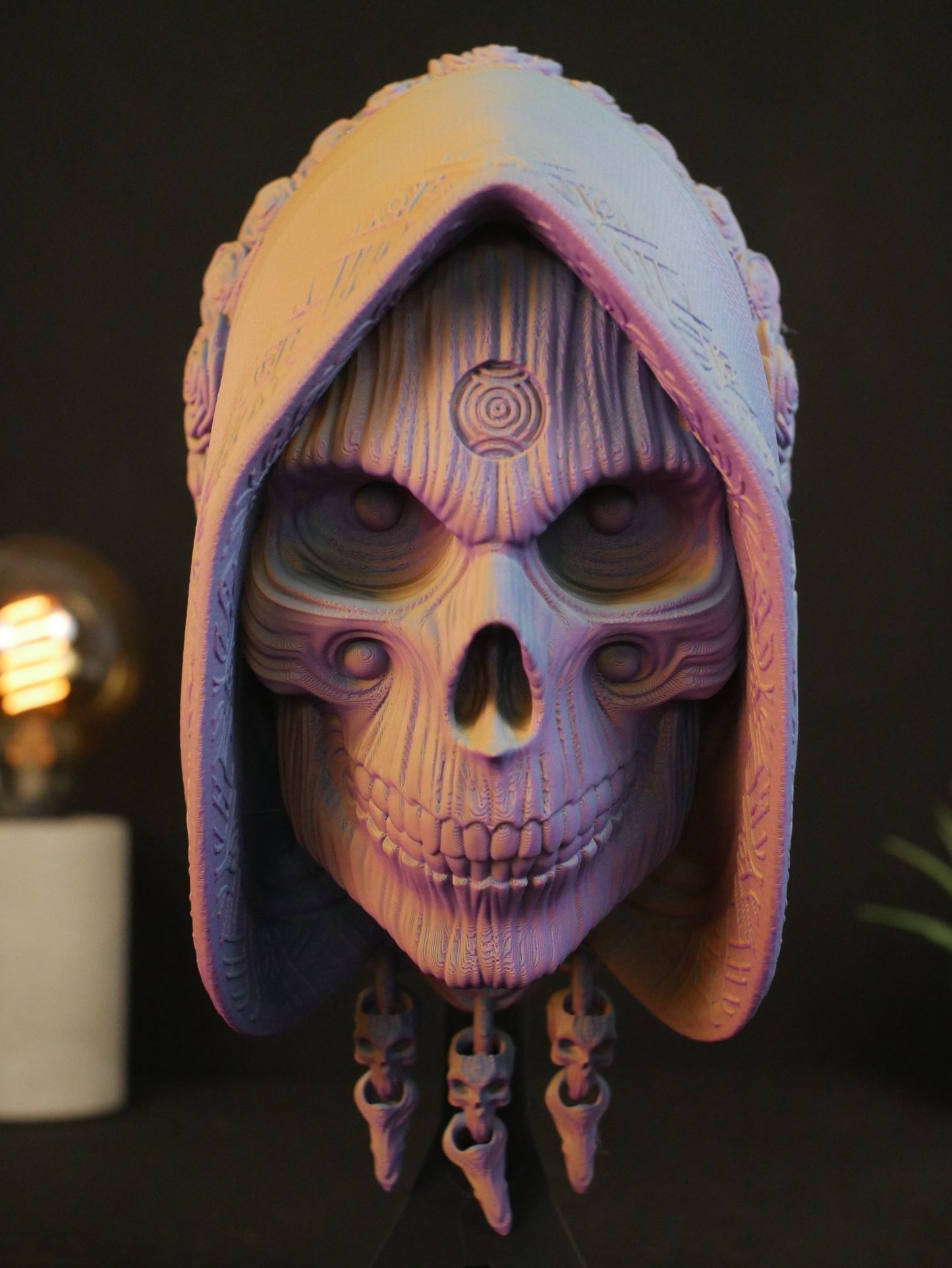 Decoración de Pared Gótica Calavera Encapuchada | Arte 3D de la Parca