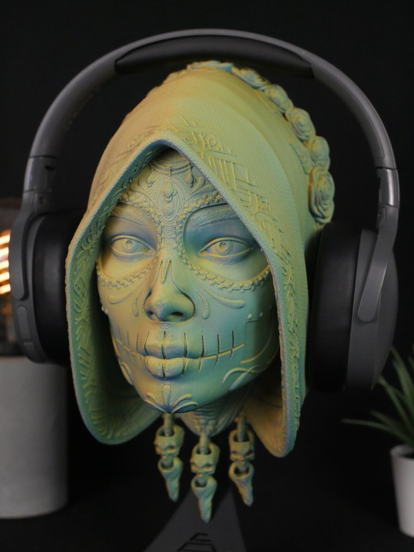 Soporte para Auriculares Santa Catrina | Base para Cascos Gamer y Decoración Día de Muertos