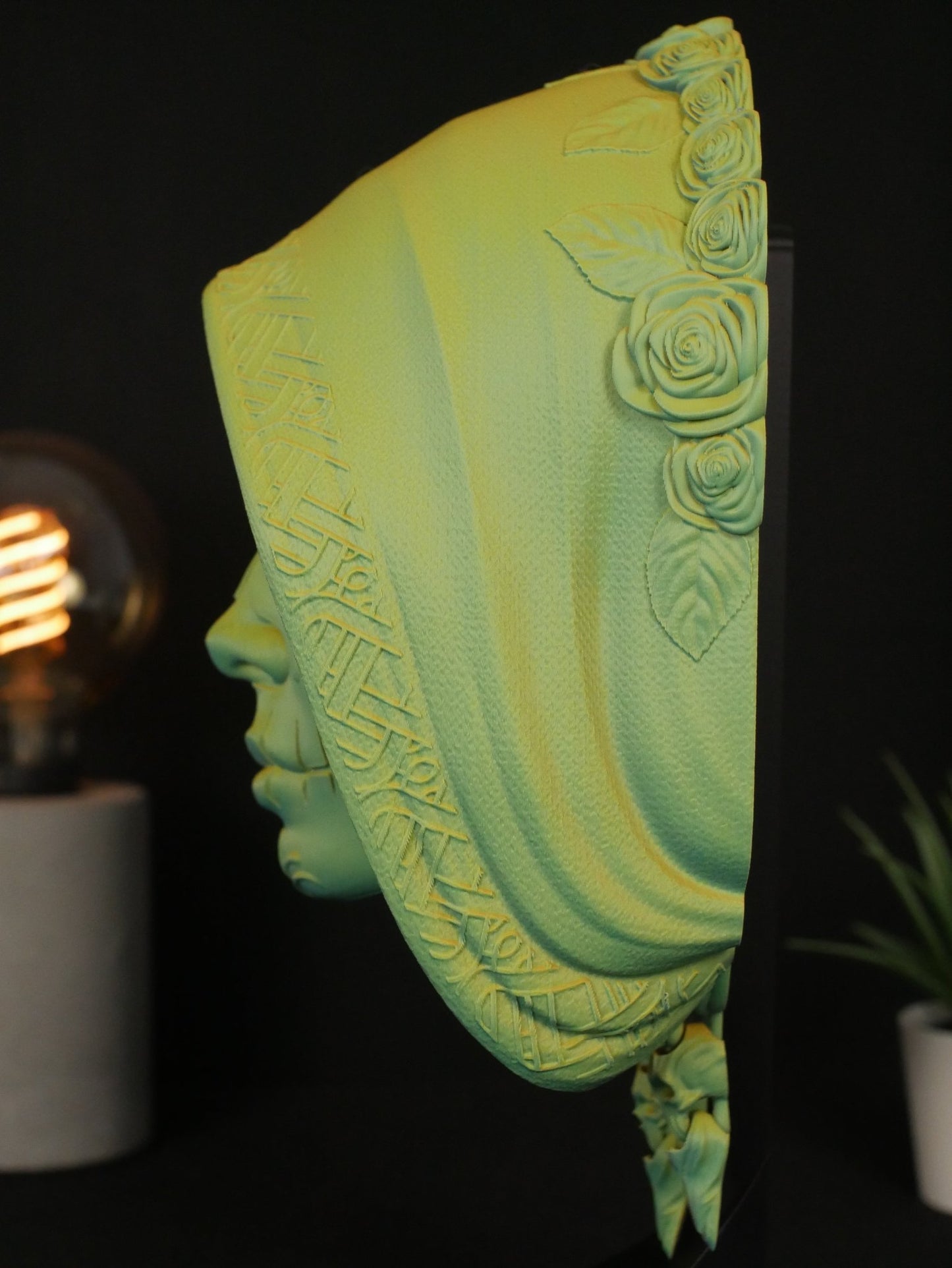 Escultura de Pared Santa Muerte y Catrina - Arte Mural Gótico en Relieve 3D (Con Soporte de Exhibició