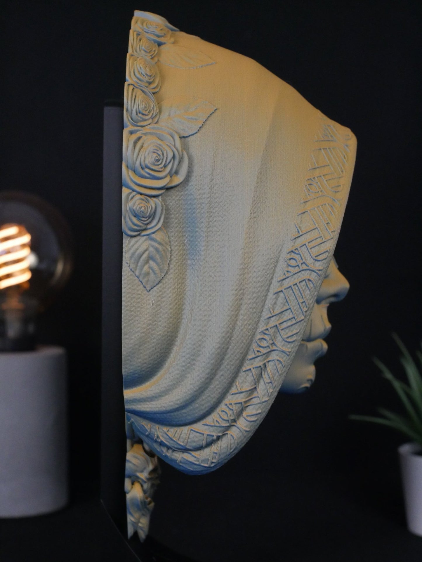 Escultura de Pared Santa Muerte y Catrina - Arte Mural Gótico en Relieve 3D (Con Soporte de Exhibició