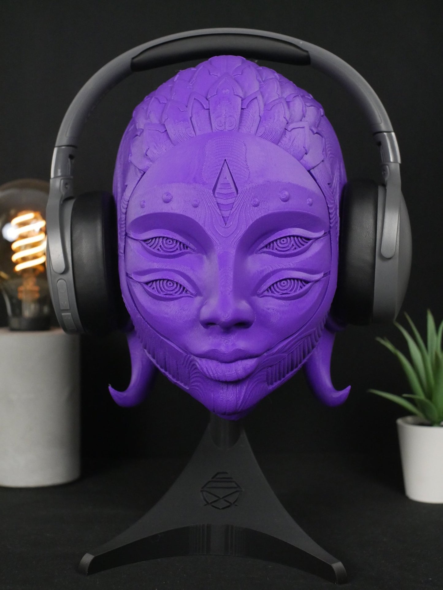 Soporte para auriculares Black Harlequin: soporte para auriculares de gaming y organizador de escritorio