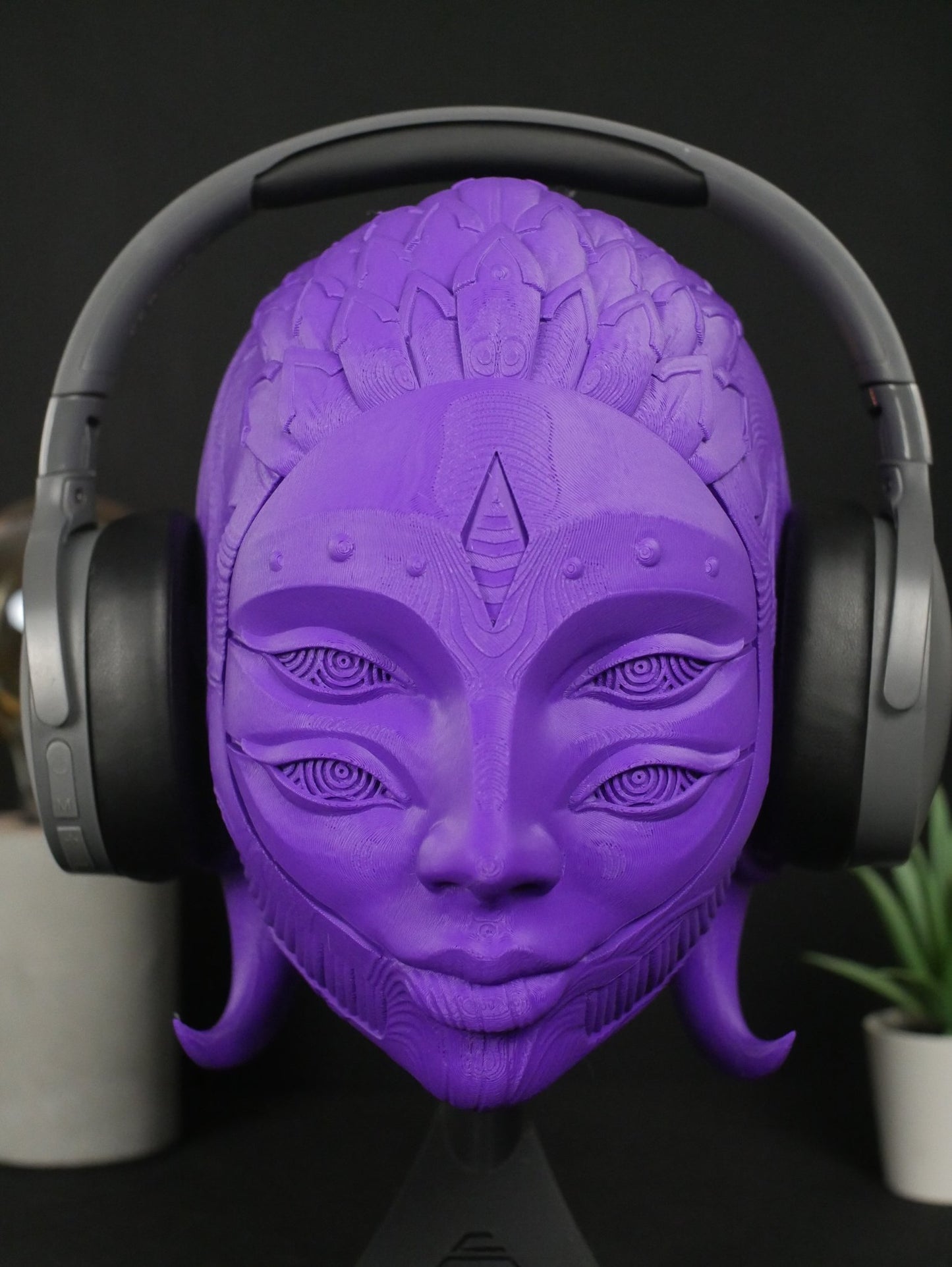 Soporte para auriculares Black Harlequin: soporte para auriculares de gaming y organizador de escritorio