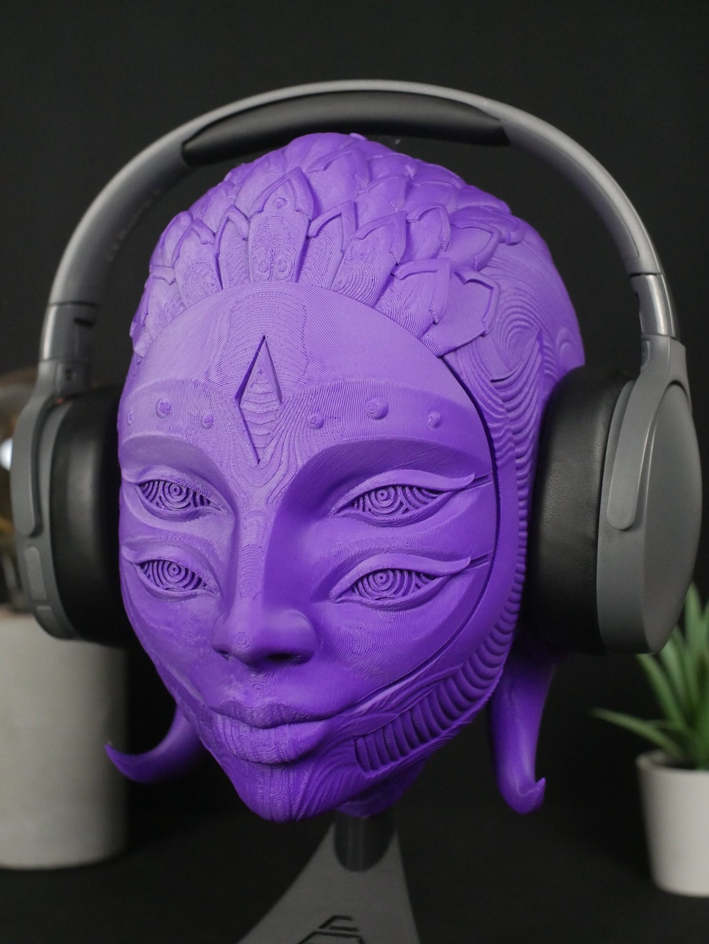 Soporte para auriculares Black Harlequin: soporte para auriculares de gaming y organizador de escritorio