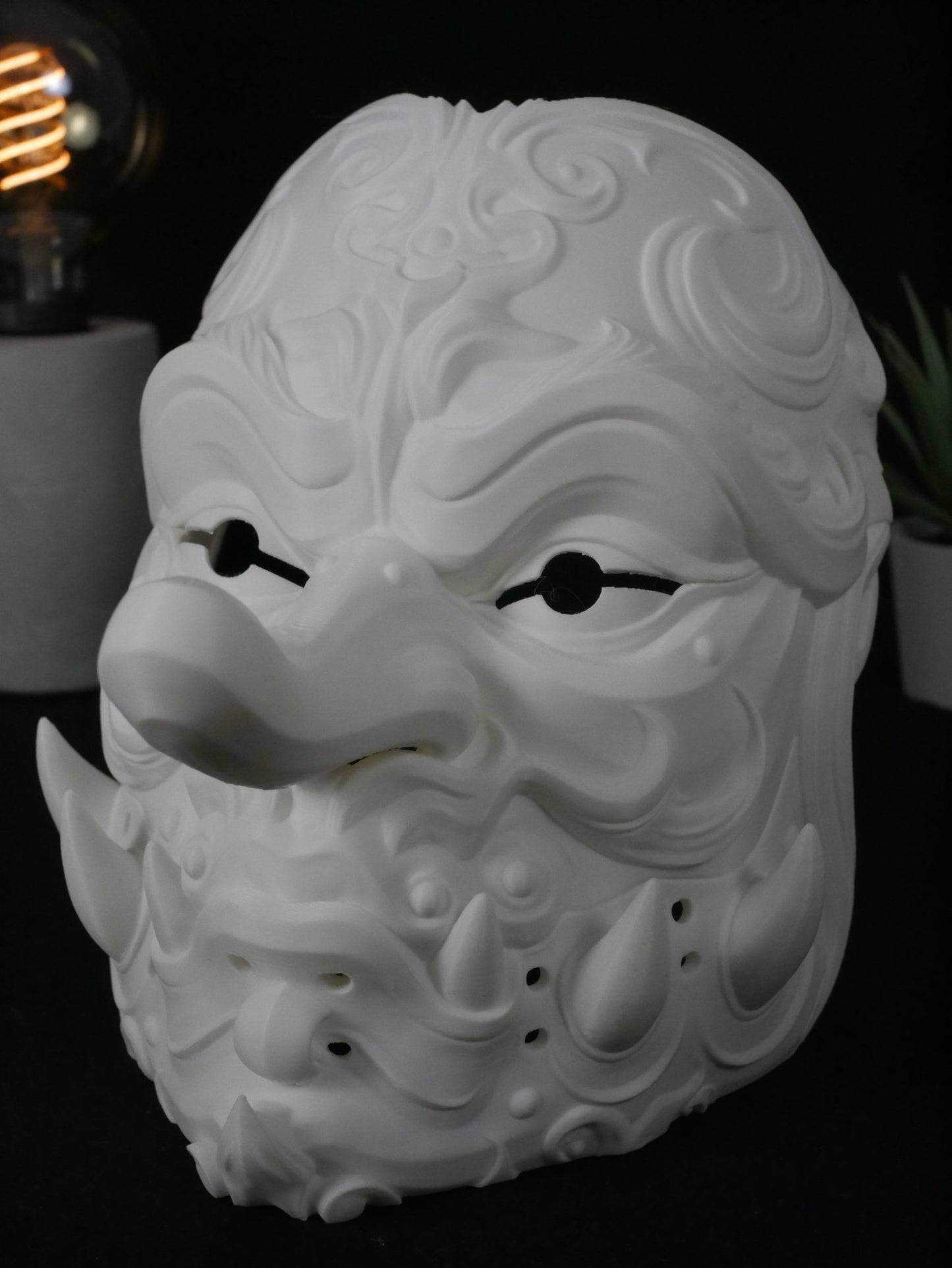 Máscara Tengu Tradicional - Demonio Japonés Yokai para Cosplay, Samurai y Decoración (Nariz Larga)
