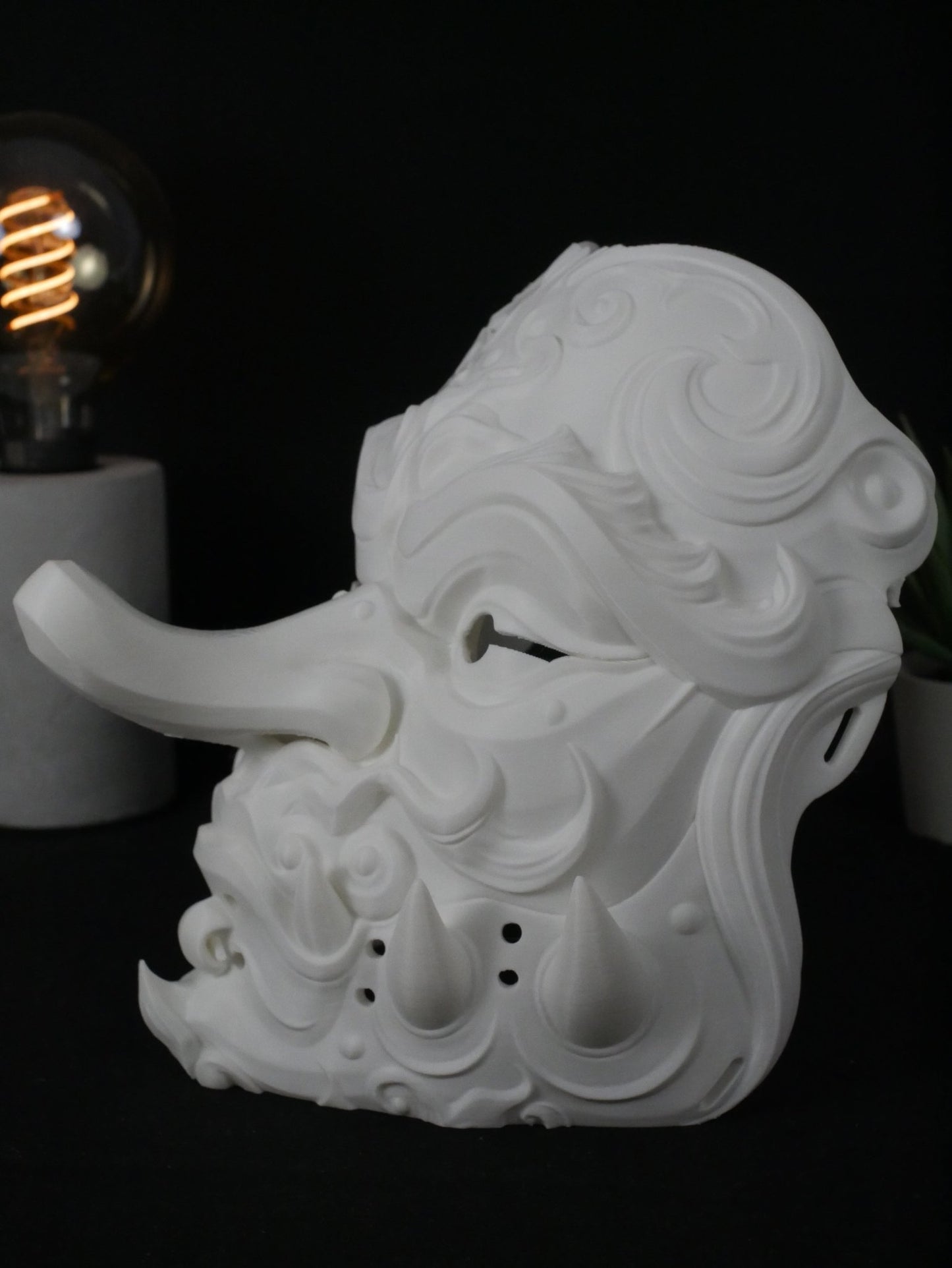 Máscara Tengu Tradicional - Demonio Japonés Yokai para Cosplay, Samurai y Decoración (Nariz Larga)