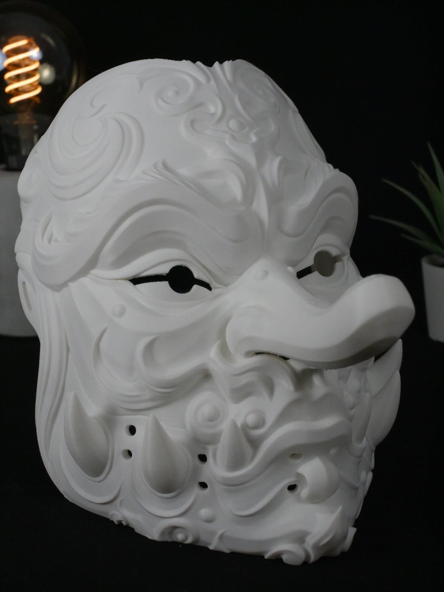 Máscara Tengu Tradicional - Demonio Japonés Yokai para Cosplay, Samurai y Decoración (Nariz Larga)