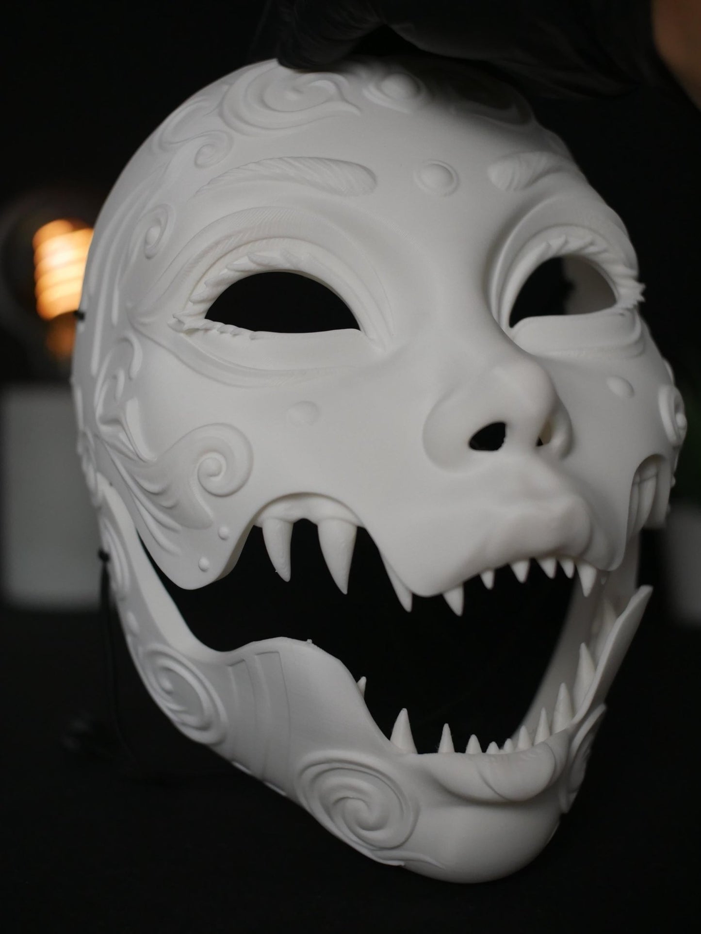 Máscara de geisha ornamentada con mandíbula de demonio extraíble / Máscara japonesa Oni Yokai para cosplay, mascarada, Halloween / Arte para vestir estilo Hannya