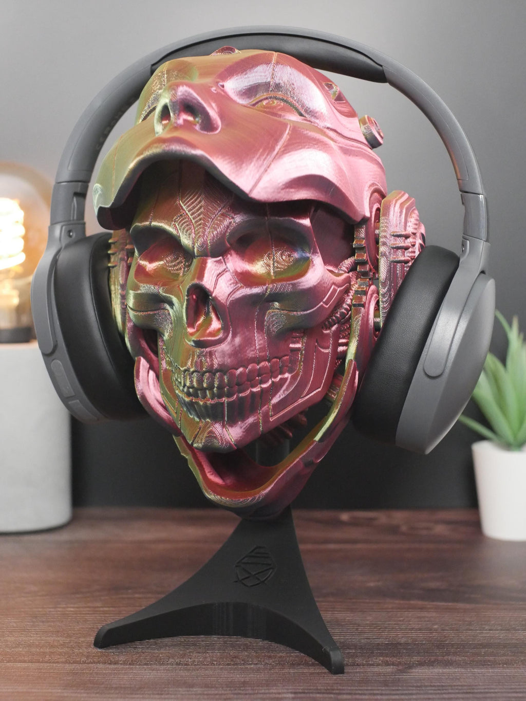 Soporte para auriculares Skulldroid: Máscara articulada para droide, soporte para auriculares para juegos