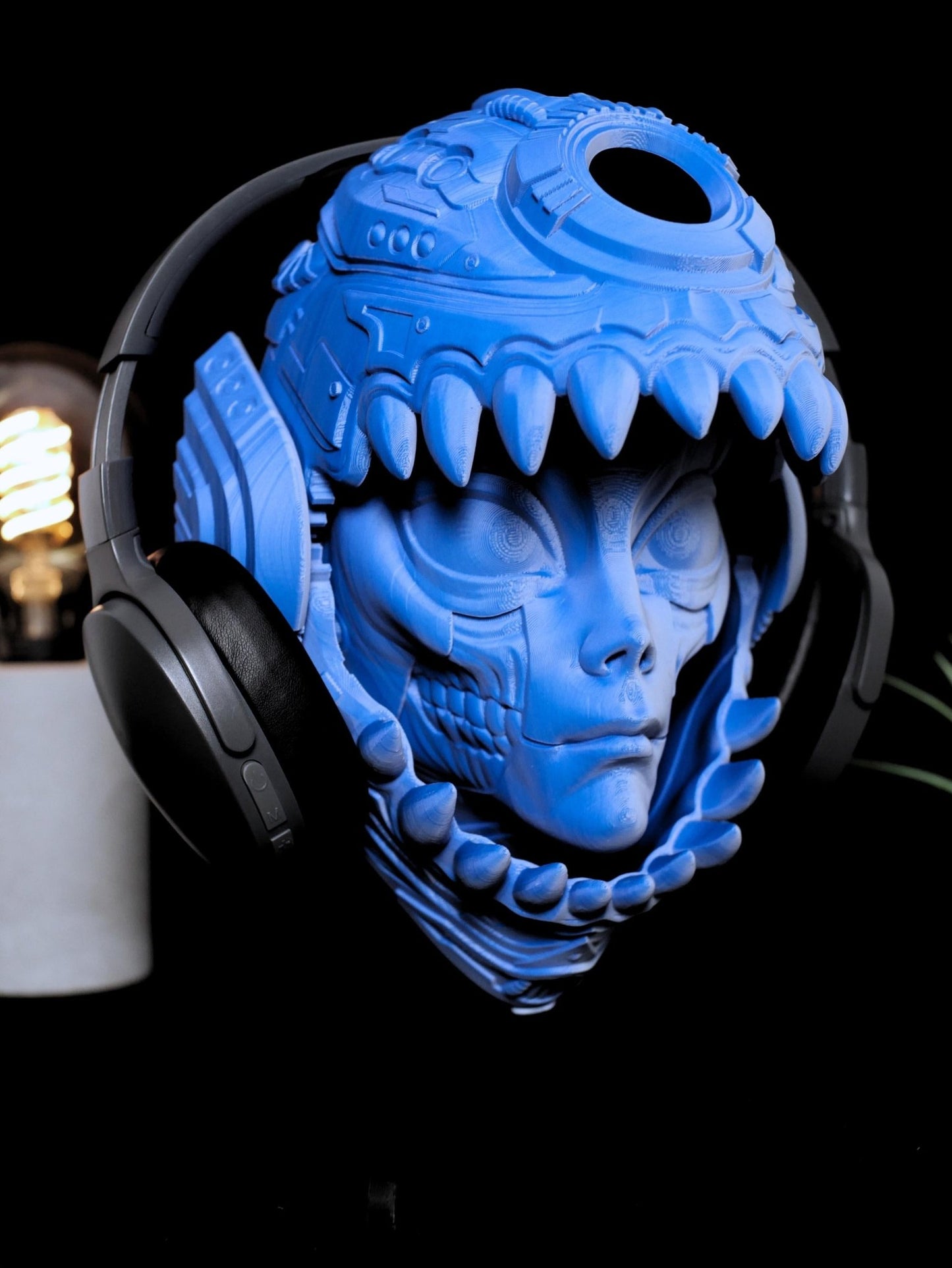 Soporte para auriculares de robot alienígena / Escultura de pared impresa en 3D / Objeto de colección de ciencia ficción / Regalo único para gamers / Decoración futurista