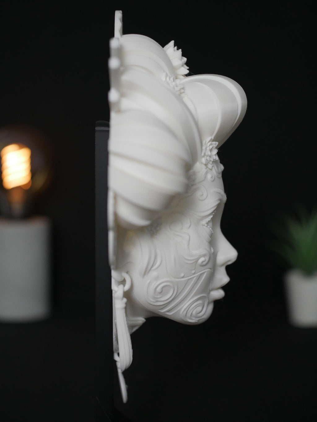 Escultura de pared de geisha, decoración japonesa impresa en 3D, busto de emperatriz ornamentado, decoración de fantasía para el hogar y la oficina, regalo geek único