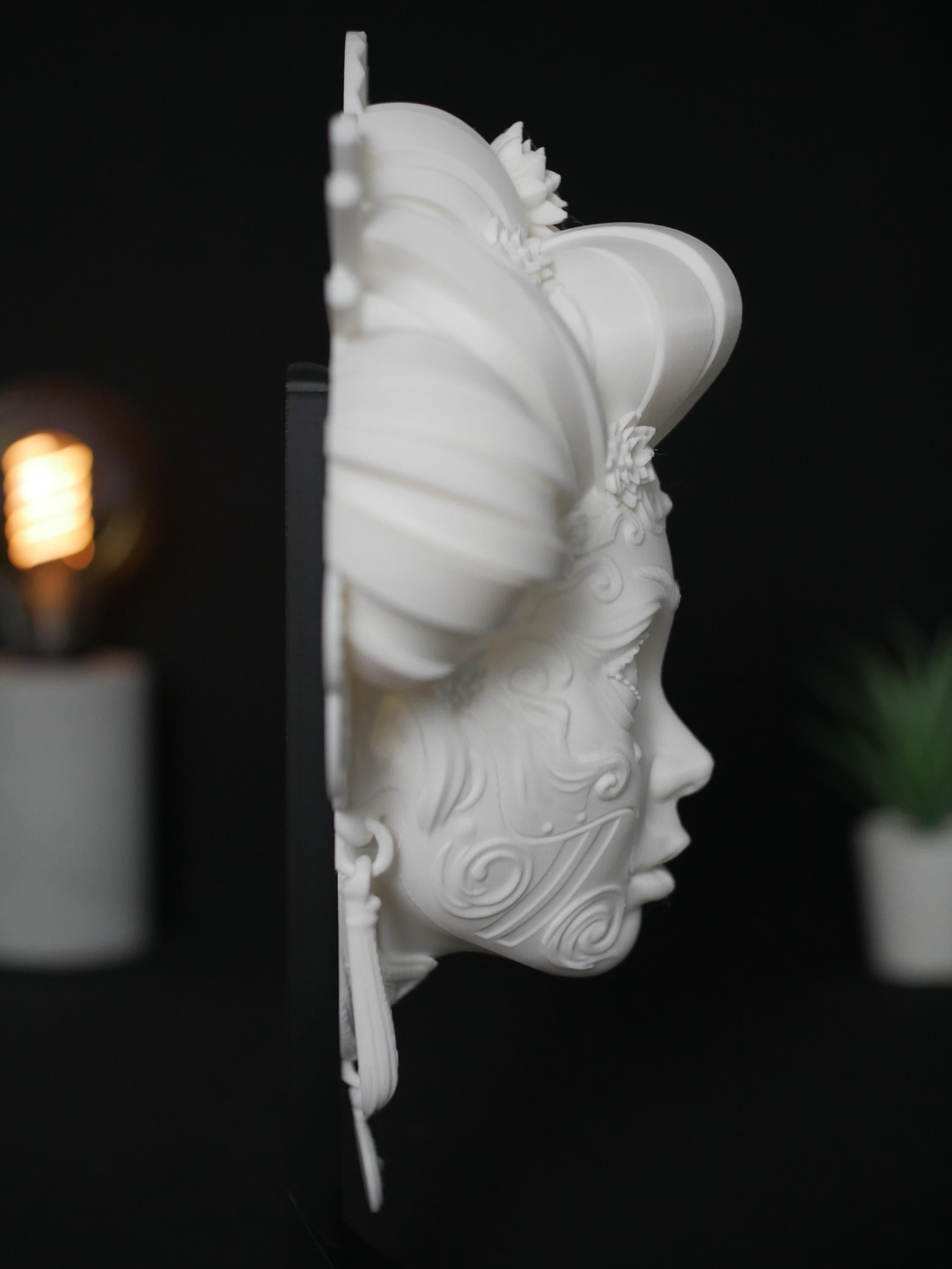Escultura de pared de geisha, decoración japonesa impresa en 3D, busto de emperatriz ornamentado, decoración de fantasía para el hogar y la oficina, regalo geek único