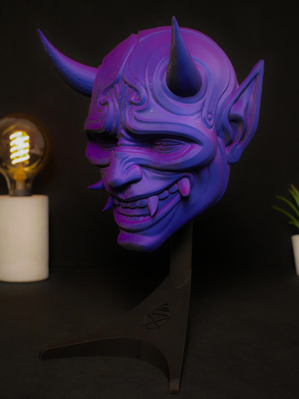 Arte mural con máscara de Oni, estatua de demonio japonés, escultura Yokai impresa en 3D, decoración gótica para el hogar, decoración de estanterías para salas de juegos