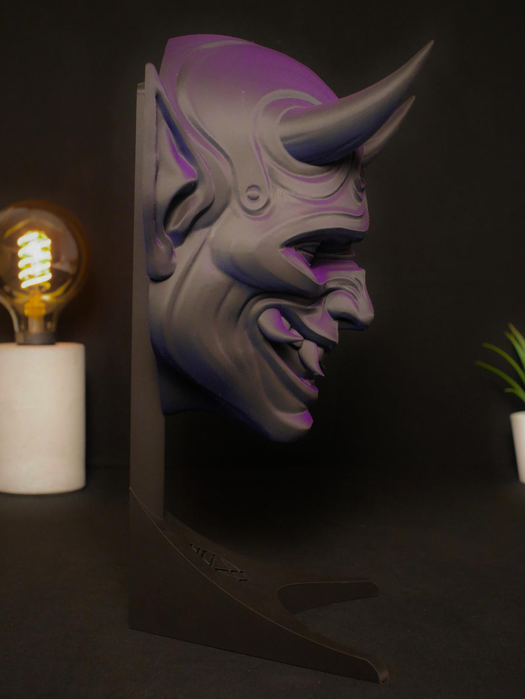 Arte mural con máscara de Oni, estatua de demonio japonés, escultura Yokai impresa en 3D, decoración gótica para el hogar, decoración de estanterías para salas de juegos
