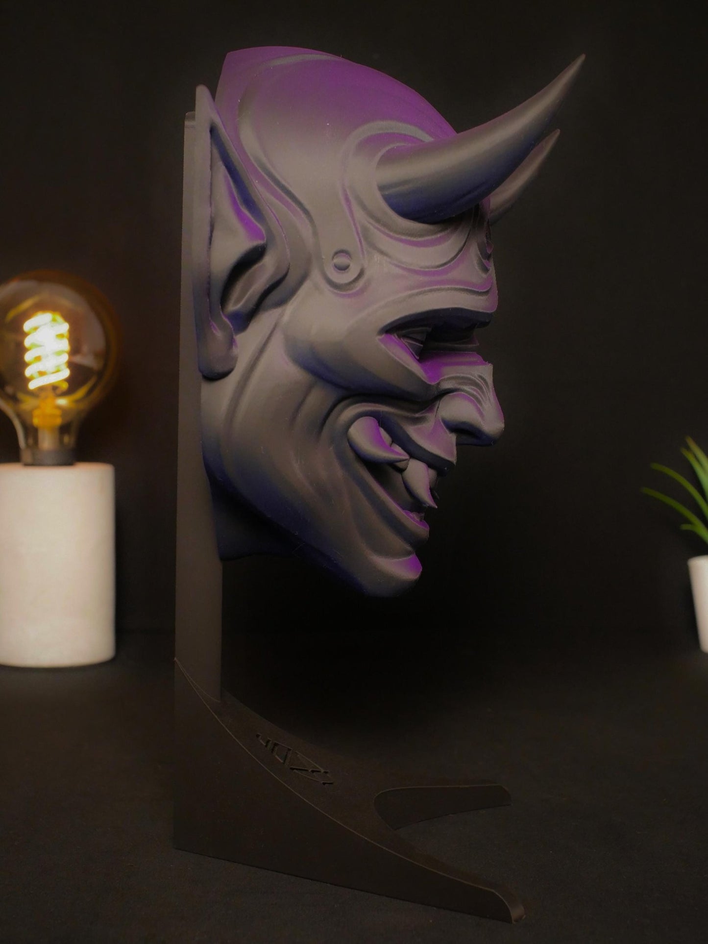Arte mural con máscara de Oni, estatua de demonio japonés, escultura Yokai impresa en 3D, decoración gótica para el hogar, decoración de estanterías para salas de juegos