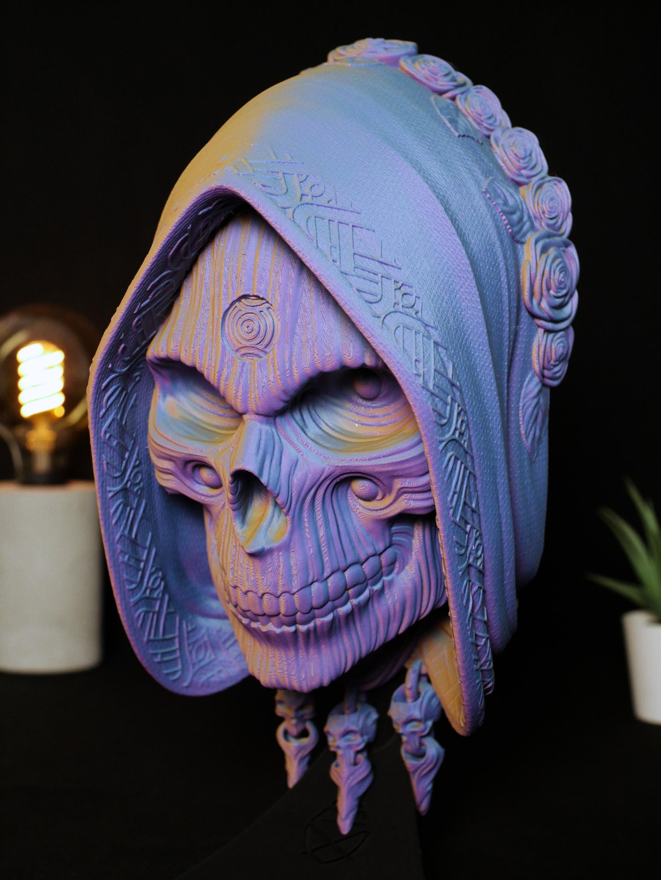 Soporte para auriculares Holy Death: ¡Revoluciona tu equipo de gaming! Perfecto como soporte para auriculares para gamers que buscan estilo y funcionalidad.