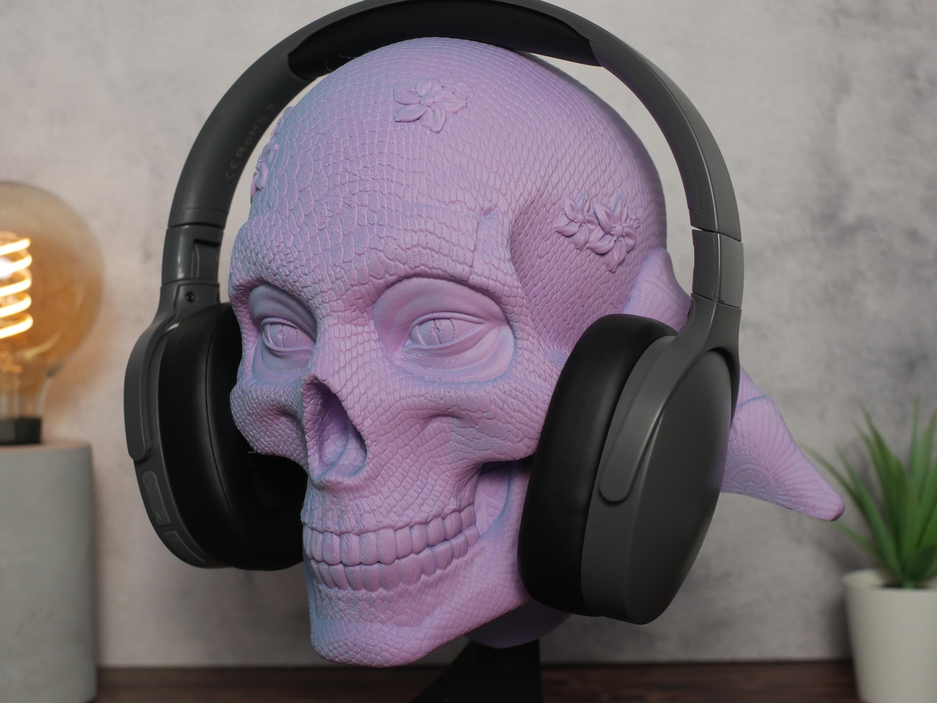 Soporte para auriculares Orochi Skull: Soporte para auriculares Skull: un organizador de escritorio genial que añade carácter a tu oficina o configuración de juego.