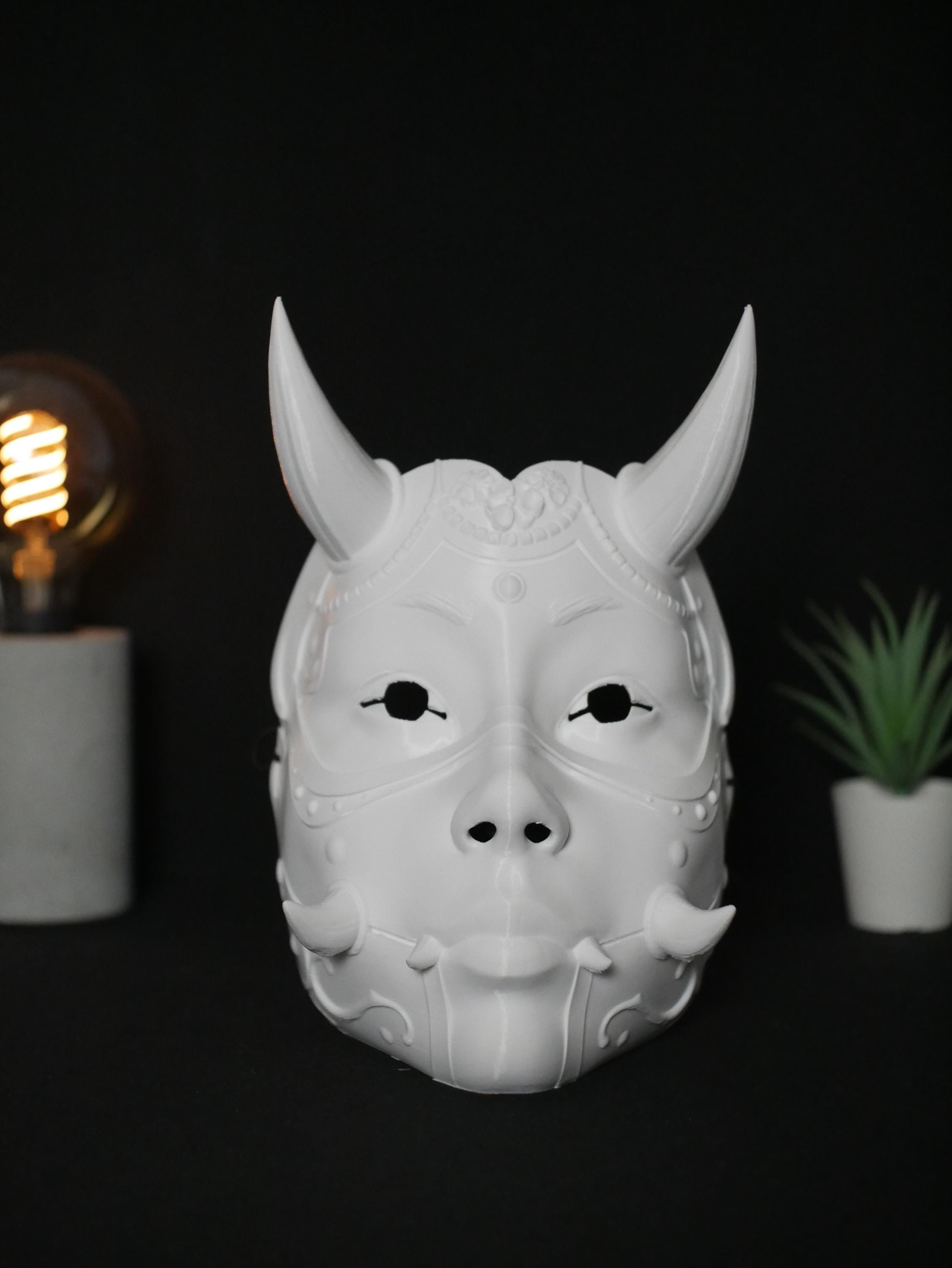 Máscara Hannya de demonio Oni japonés / Máscara usable impresa en 3D para cosplay, disfraz de Halloween y decoración de pared / Colores personalizados