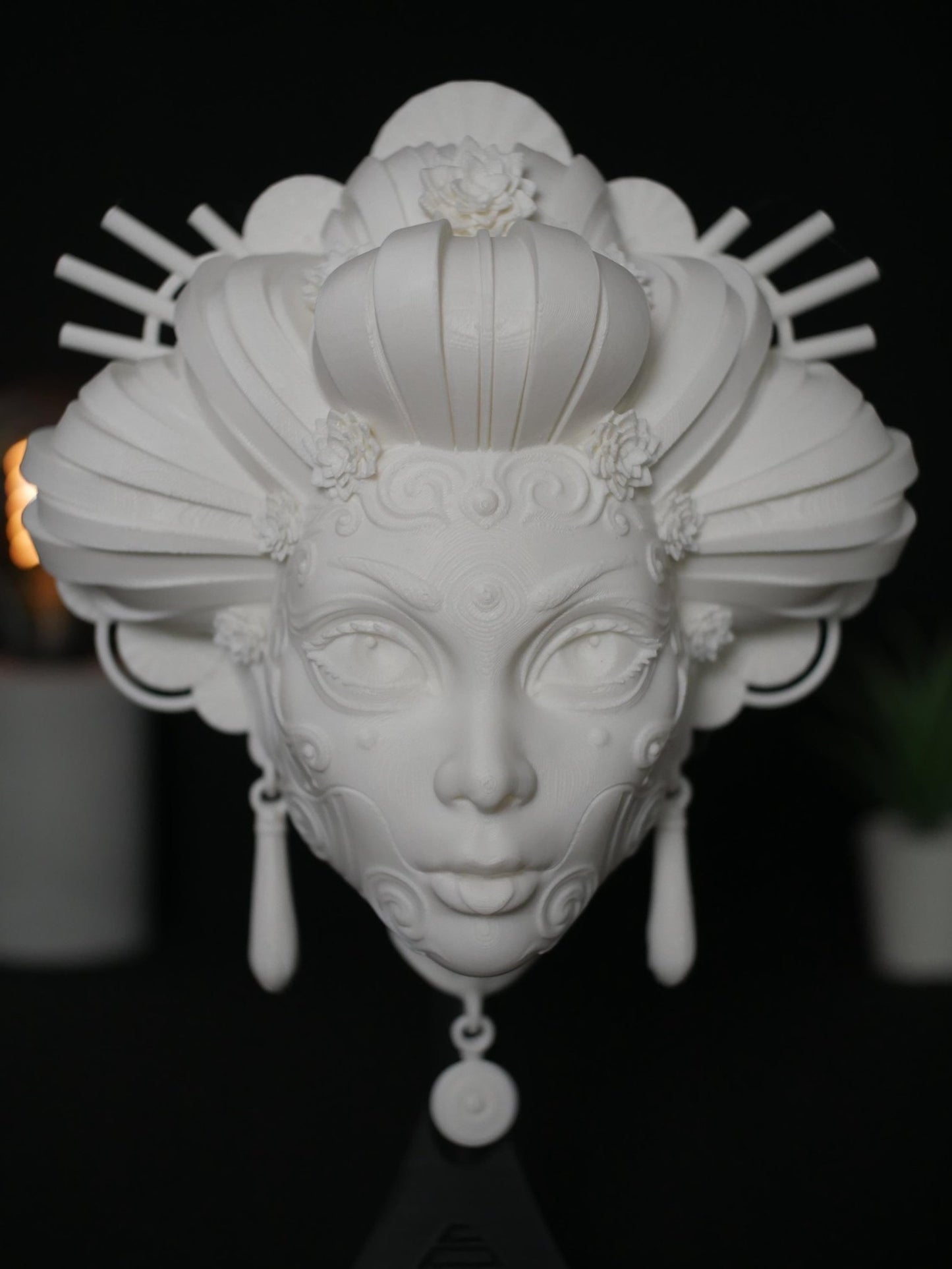 Escultura de pared de geisha, decoración japonesa impresa en 3D, busto de emperatriz ornamentado, decoración de fantasía para el hogar y la oficina, regalo geek único