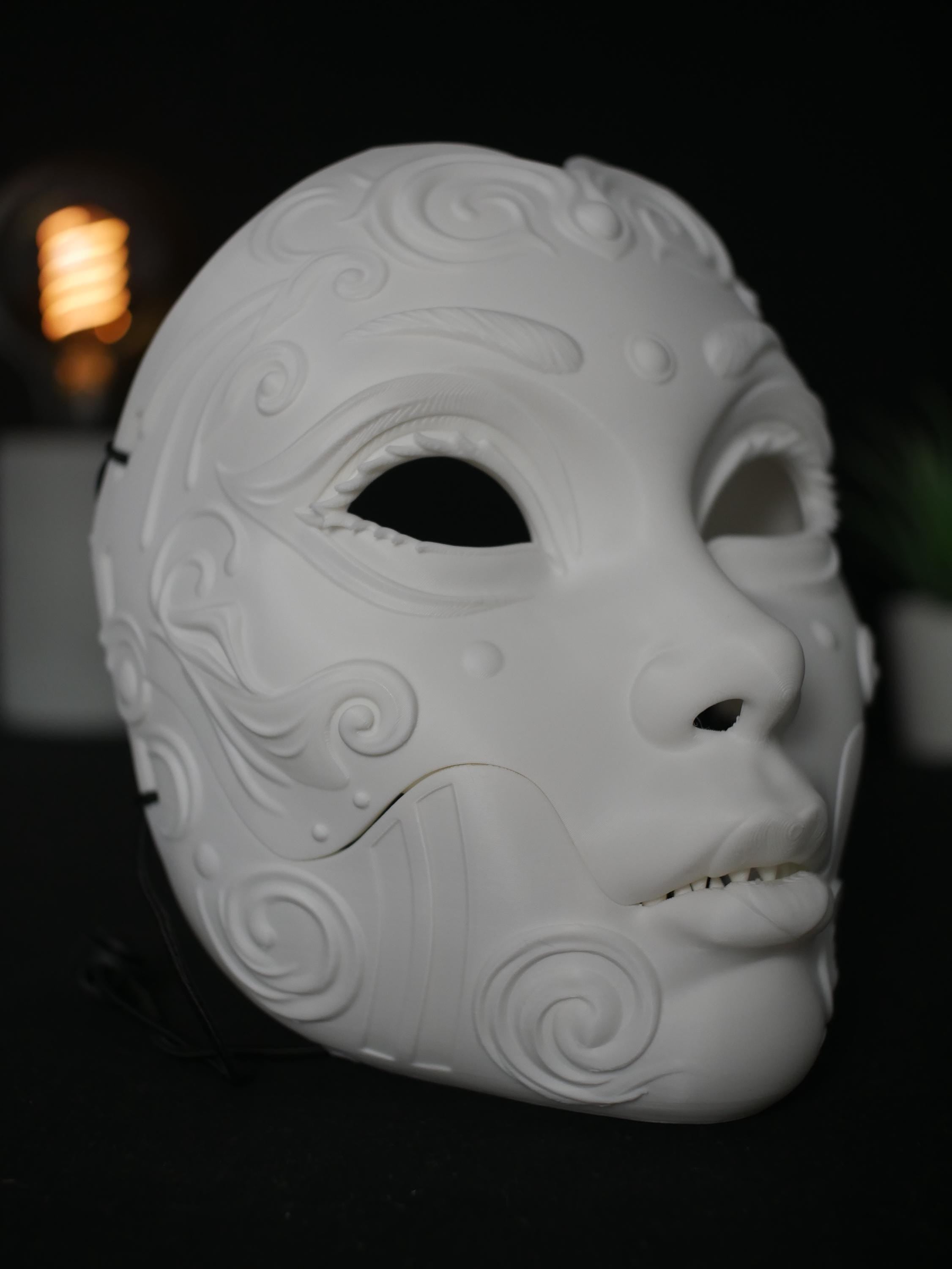 Máscara de geisha ornamentada con mandíbula de demonio extraíble / Máscara japonesa Oni Yokai para cosplay, mascarada, Halloween / Arte para vestir estilo Hannya