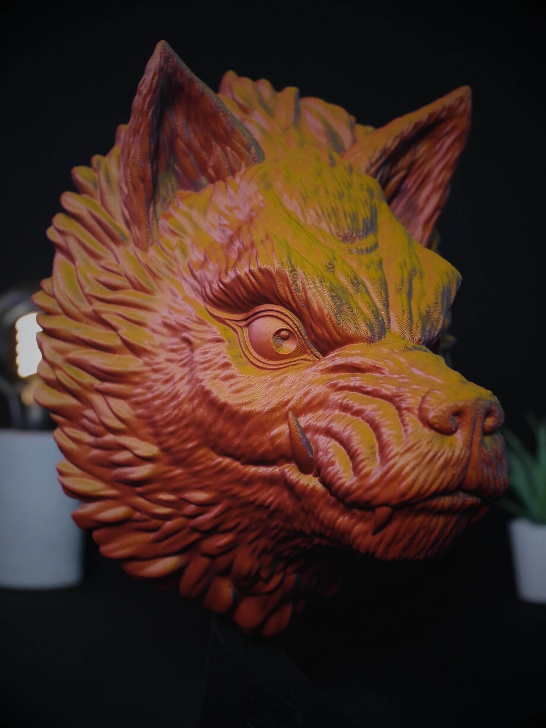 Soporte para auriculares Wolf y Fantasy / Expositor de auriculares para juegos impreso en 3D único para decoración de escritorio