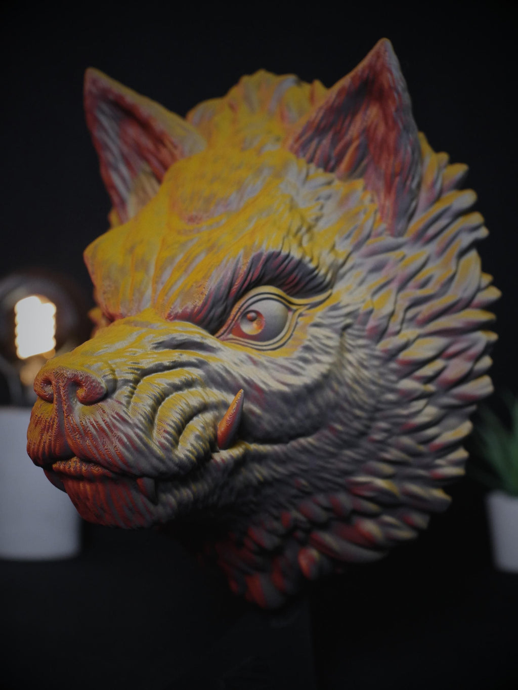 Soporte para auriculares Wolf y Fantasy / Expositor de auriculares para juegos impreso en 3D único para decoración de escritorio