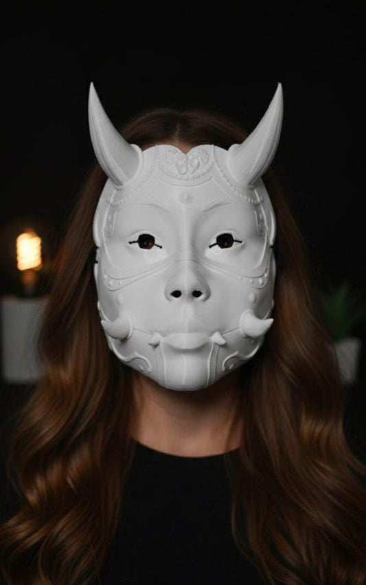Máscara Hannya de demonio Oni japonés / Máscara usable impresa en 3D para cosplay, disfraz de Halloween y decoración de pared / Colores personalizados