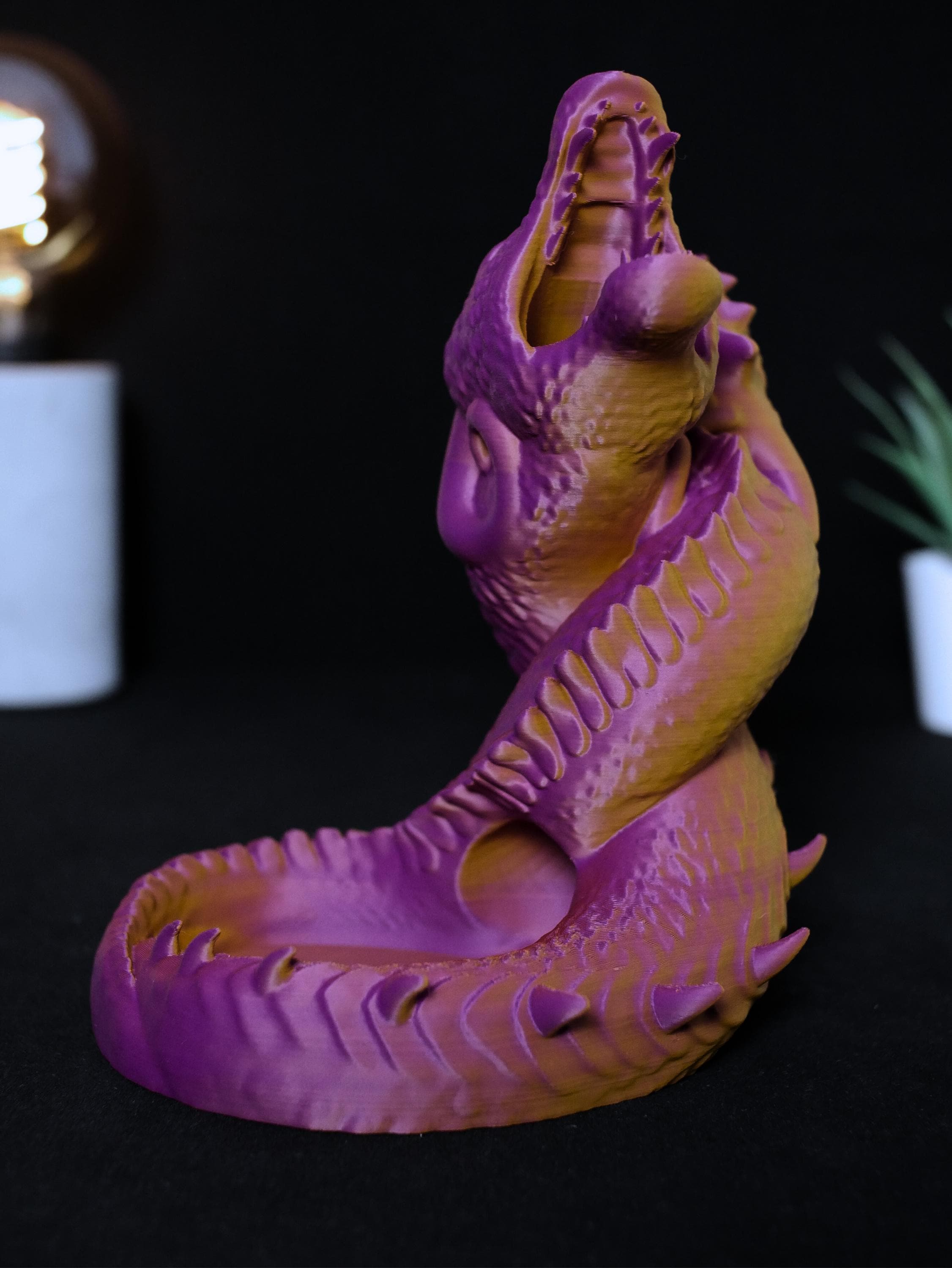 Torre de dados de serpiente y dragón para D&D, dados de rol con bandeja, accesorio de fantasía TTRPG, regalo de Dungeons and Dragons para DM, juegos de mesa