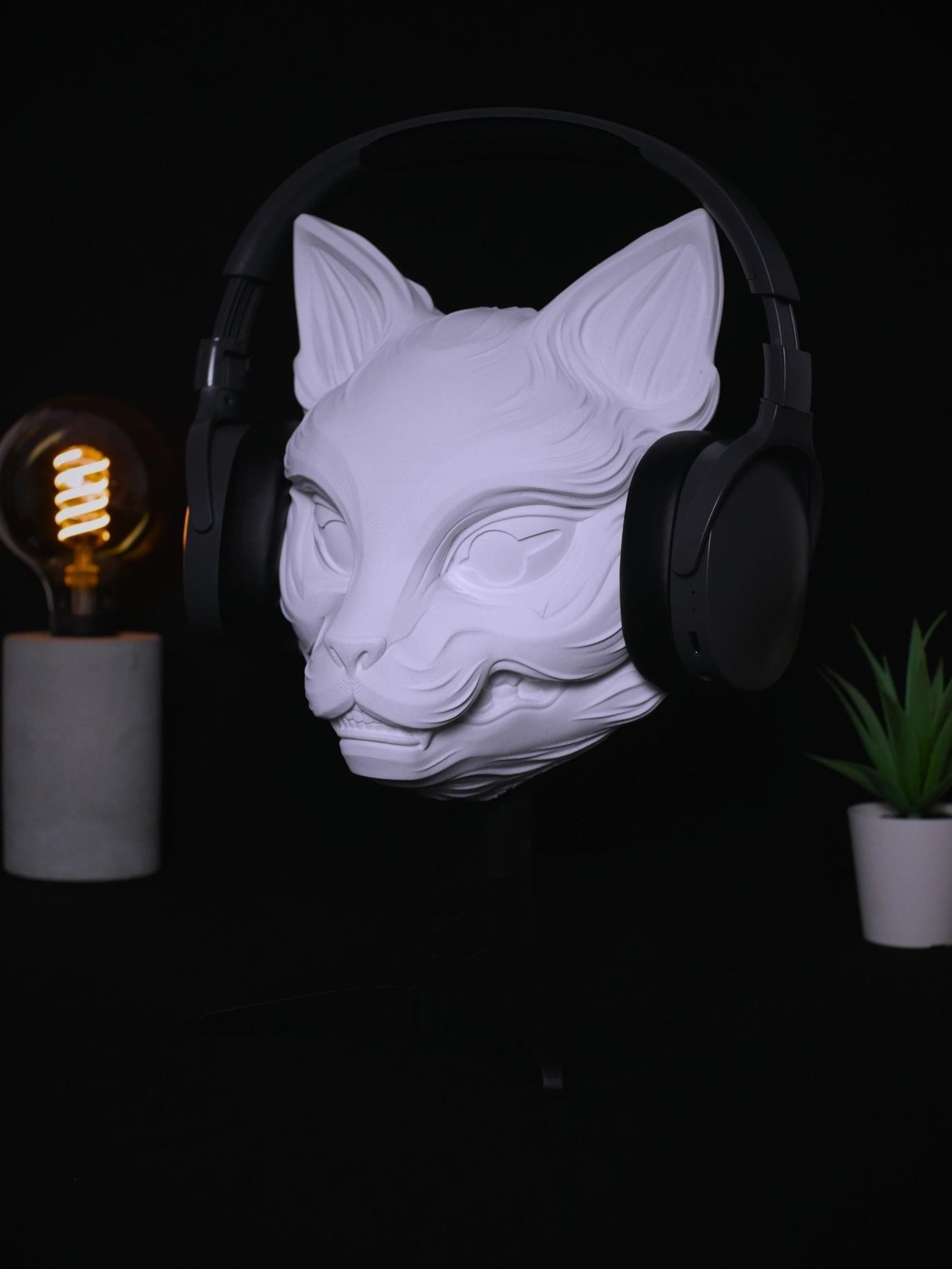 Soporte para auriculares Kitsune: Soporte para auriculares de inspiración gatuna para gamers. ¡Organiza tu equipo!