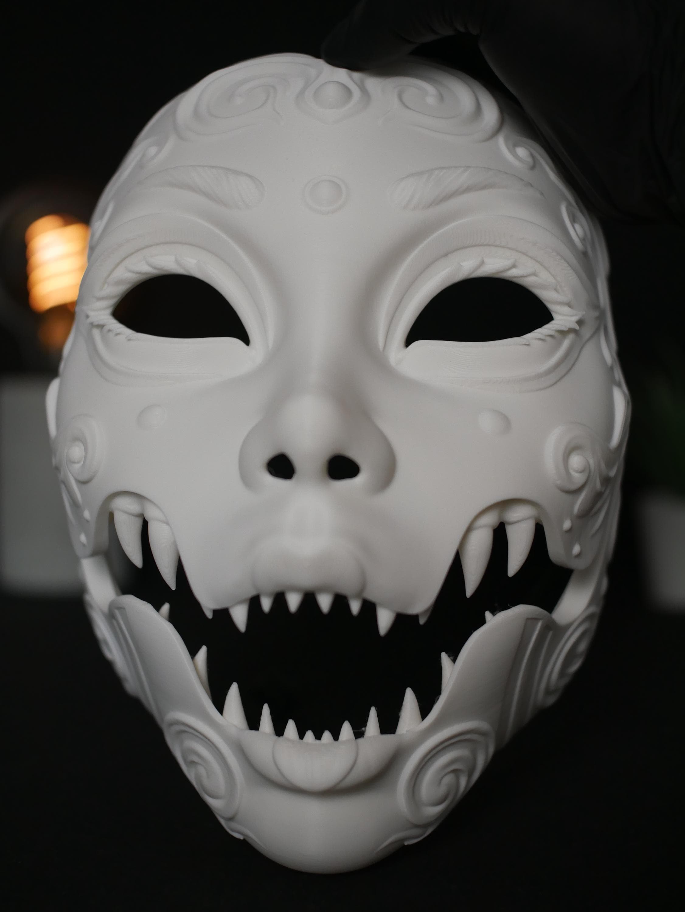 Máscara de geisha ornamentada con mandíbula de demonio extraíble / Máscara japonesa Oni Yokai para cosplay, mascarada, Halloween / Arte para vestir estilo Hannya