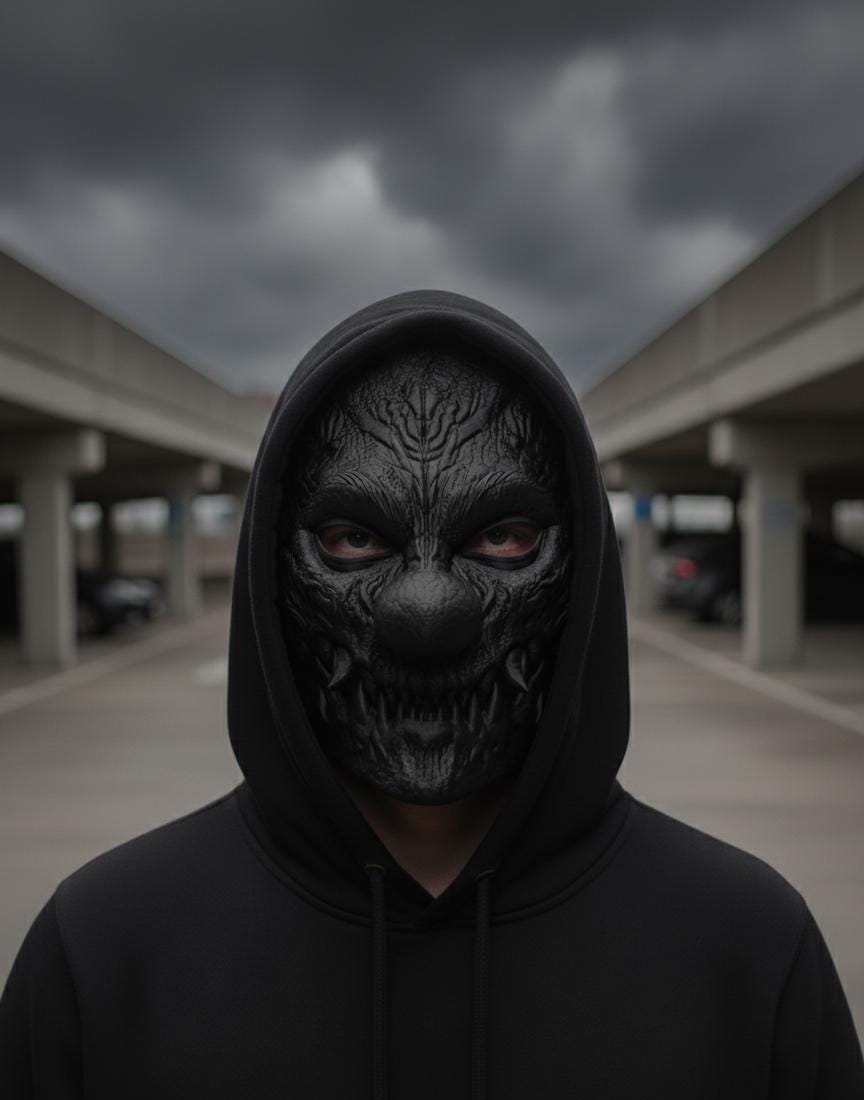 Máscara de payaso aterrador, demonio bufón texturizado para cosplay, disfraz de Halloween 2025 y actor de terror / Máscara impresa en 3D para adultos de cara completa