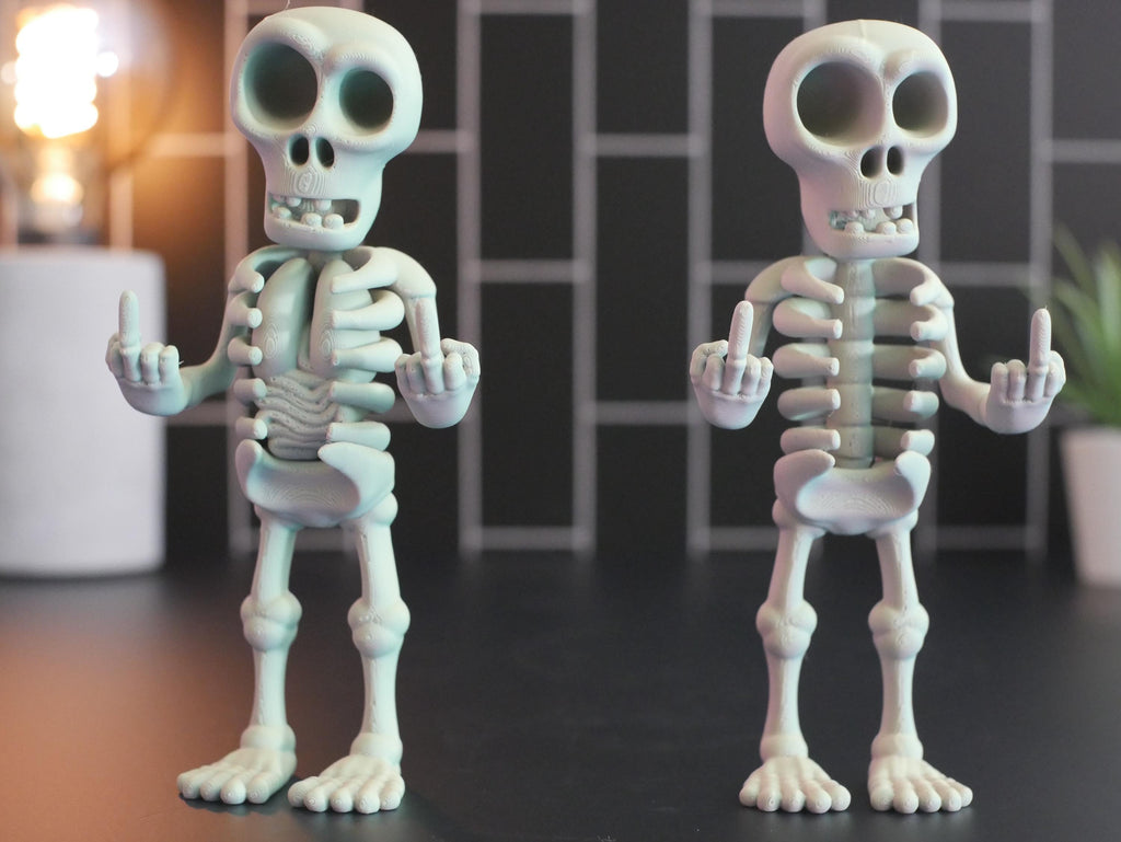 Esqueleto articulado con dedo medio: regalo perfecto para una decoración divertida y única