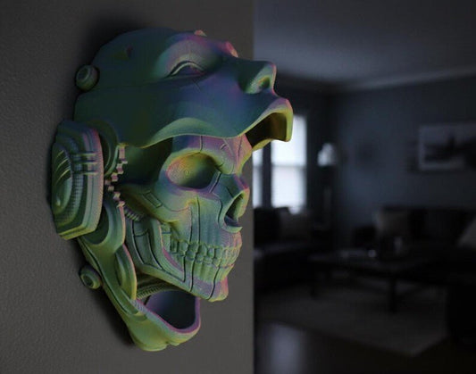 Arte mural de calavera articulada: La máscara de droide ciborg "Skulldroide"