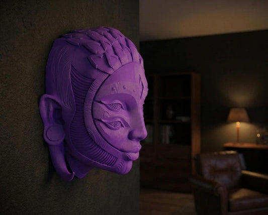 Escultura de Pared Arlequín Surrealista - Máscara Decorativa 3D con Rostro de 4 Ojos