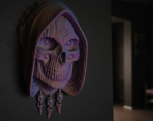 Decoración de Pared Gótica Calavera Encapuchada | Arte 3D de la Parca