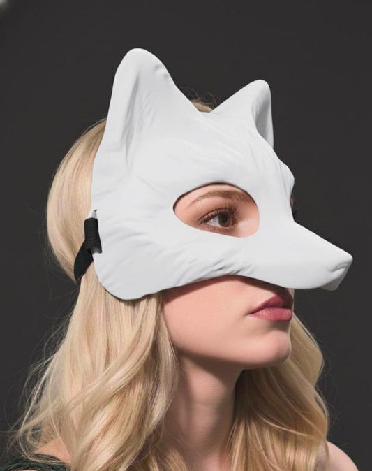 Máscara de Zorro Estilo Kitsune | Antifaz Geométrico para Cosplay, Therian y Mascaradas | Diseño Minimalista 3D