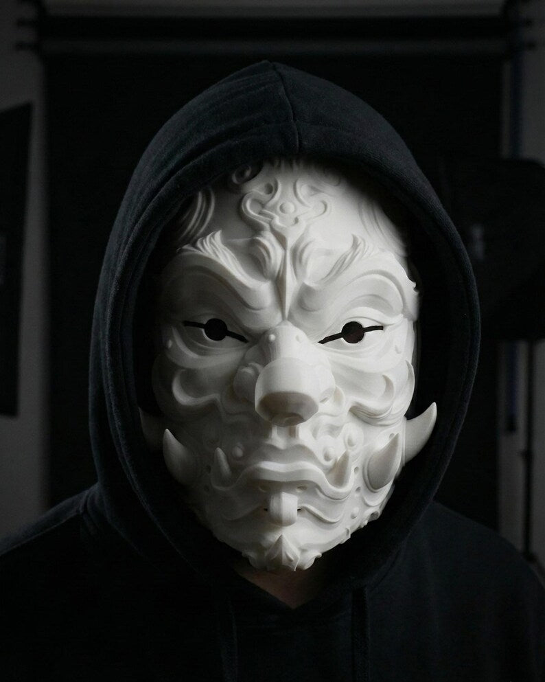 Máscara Tengu Tradicional - Demonio Japonés Yokai para Cosplay, Samurai y Decoración (Nariz Larga)