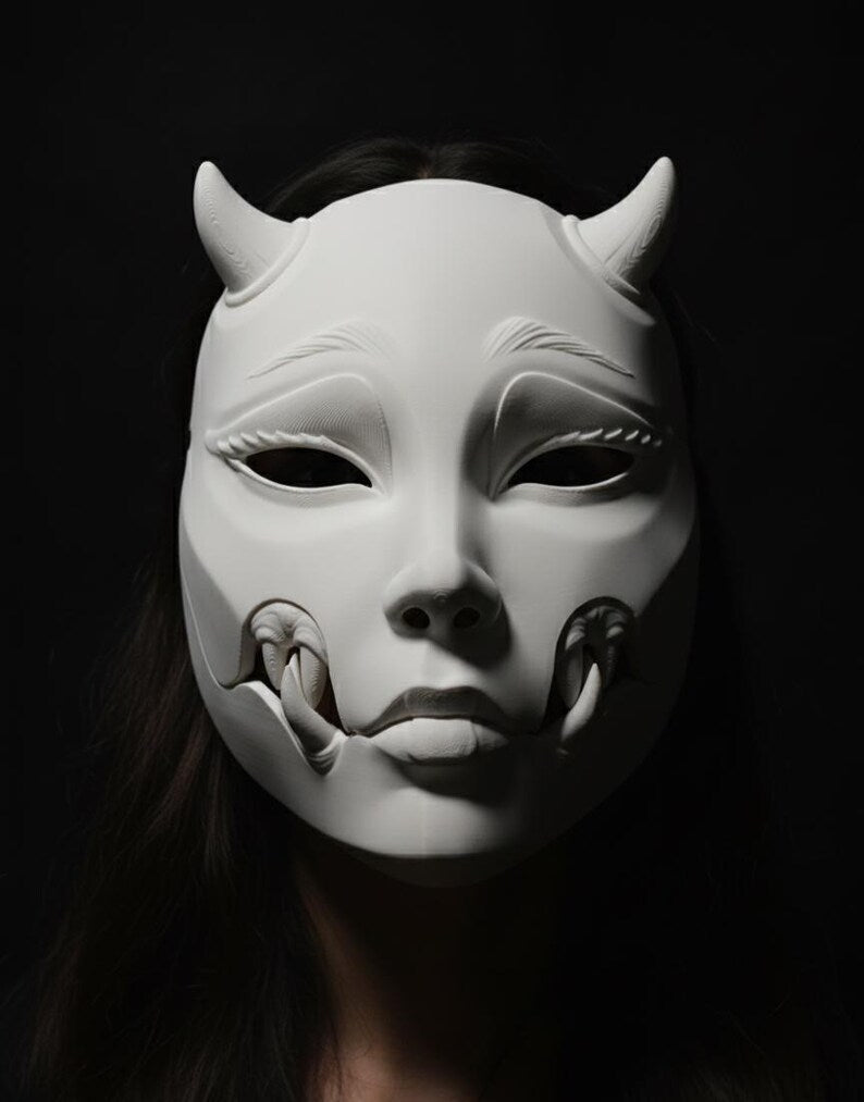 Máscara articulada Kuchisake - Oni Yokai móvil de mandíbula estilo demonio japonés